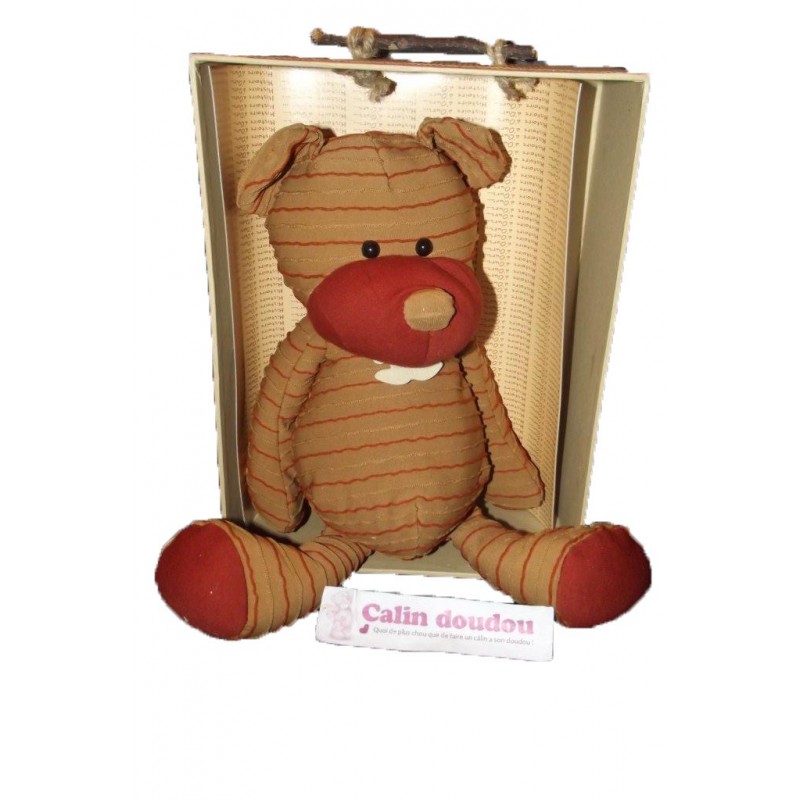 Accueil Histoire d'ours doudou Histoire d'ours Ours Marron rayure rouge 38cms HO1075 Couture Pantin