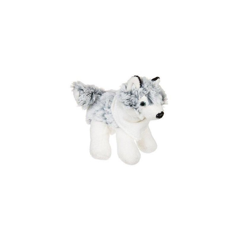 Doudou avec mouchoir Babynat chien Husky luminescent bleu Gris BN0622