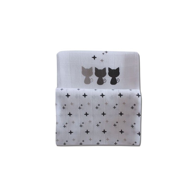 Accueil Chatounets doudou Chatounets Lange Blanc Lot de 2 gris 70*70 100% coton Astre Lange
