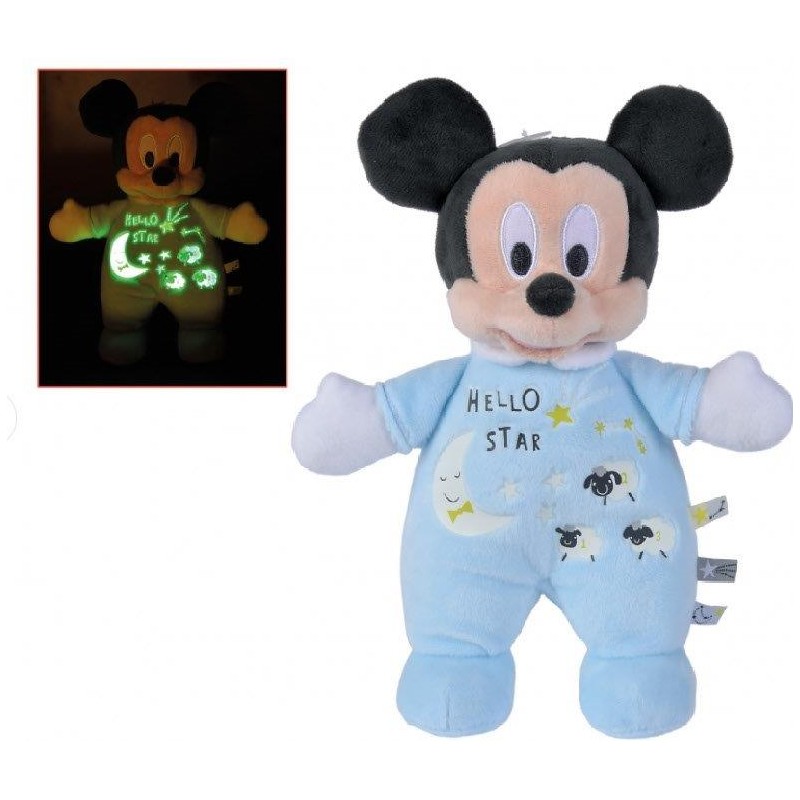 Accueil Disney Doudou Disney Souris bleu luminescent 25 cm pantin - Mickey