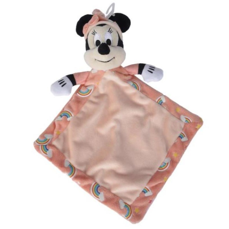 Disney Minnie la souris Doudou plat rose blanc pois
