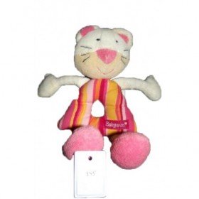 Accueil Babysun doudou Babysun Chat Rose orange rayure 16cms Hochet