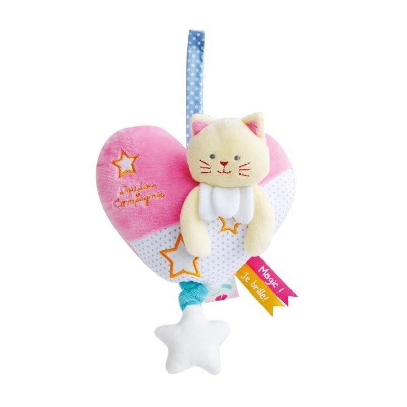 Accueil Doudou et Compagnie doudou Doudou et compagnie Chat Rose luminescent DC3015 Magic Musical