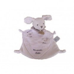 Accueil Doudou et Compagnie doudou Doudou et compagnie Lapin Blanc lange blanc et gris Mon premier Doudou plat