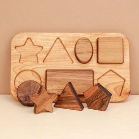 JJB  Puzzle d'encastrement géométrique en Bois