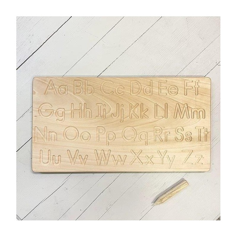 JJB  Plateau en bois à tracer l'alphabet