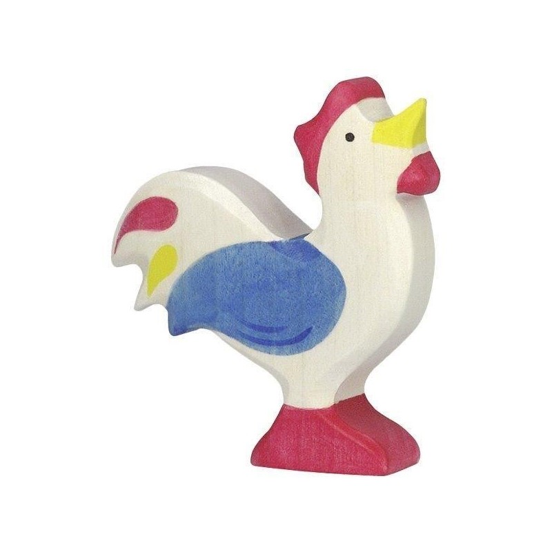 JJB  Figurine en Bois Holztiger le Coq Bleu