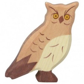 JJB  Figurine en Bois Holztiger le hibou marron