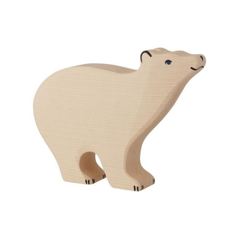 JJB  Figurine en Bois Holztiger le Grand Ours Polaire