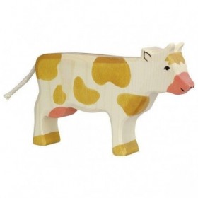 JJB  Figurine en Bois Holztiger la vache marron