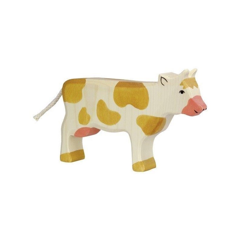 JJB  Figurine en Bois Holztiger la vache marron