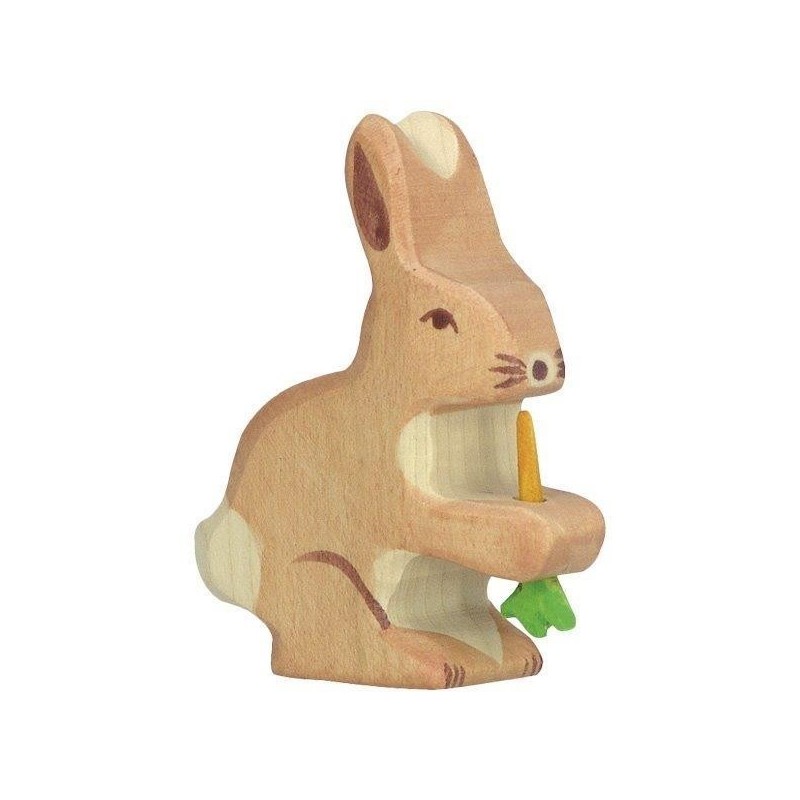 JJB  Figurine en Bois Holztiger lapin avec Carotte