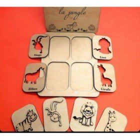 JJB  Tampons et Pochoirs en Bois les animaux de la Jungle