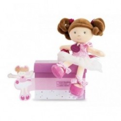 Accueil Doudou et Compagnie doudou Doudou et compagnie Poupee Marron robe blanche pois rayure DC3130 Les Demoiselles Tutu Poupee