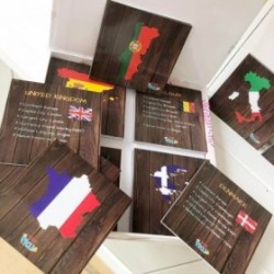 JJB  Set de 40 cartes d'apprentissages Les Pays du monde en Anglais