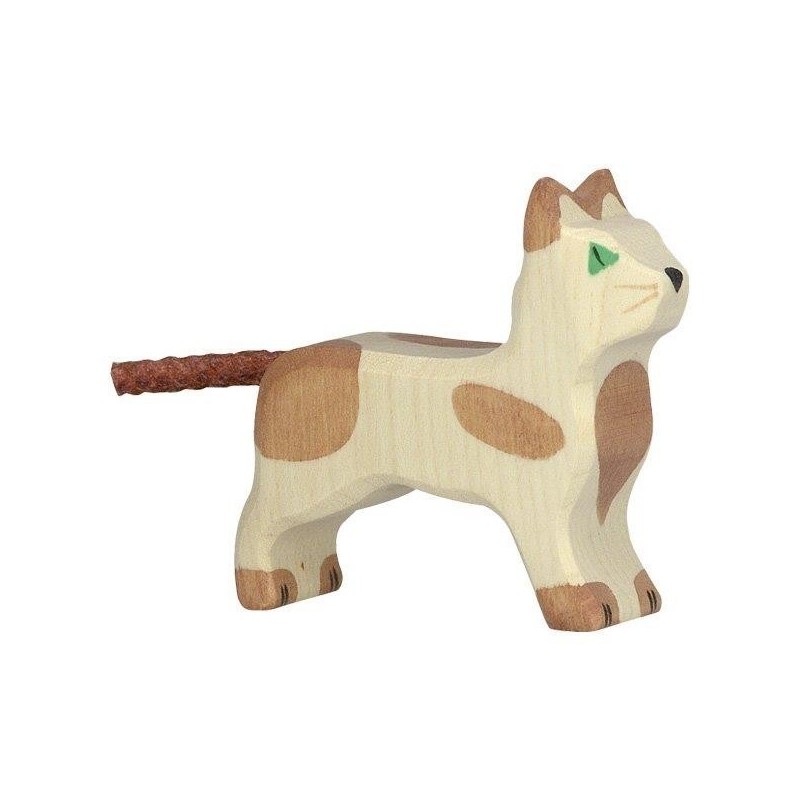 JJB  Figurine en Bois Holztiger le Petit chat debout