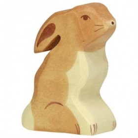 JJB  Figurine en Bois Holztiger Lapin Assis