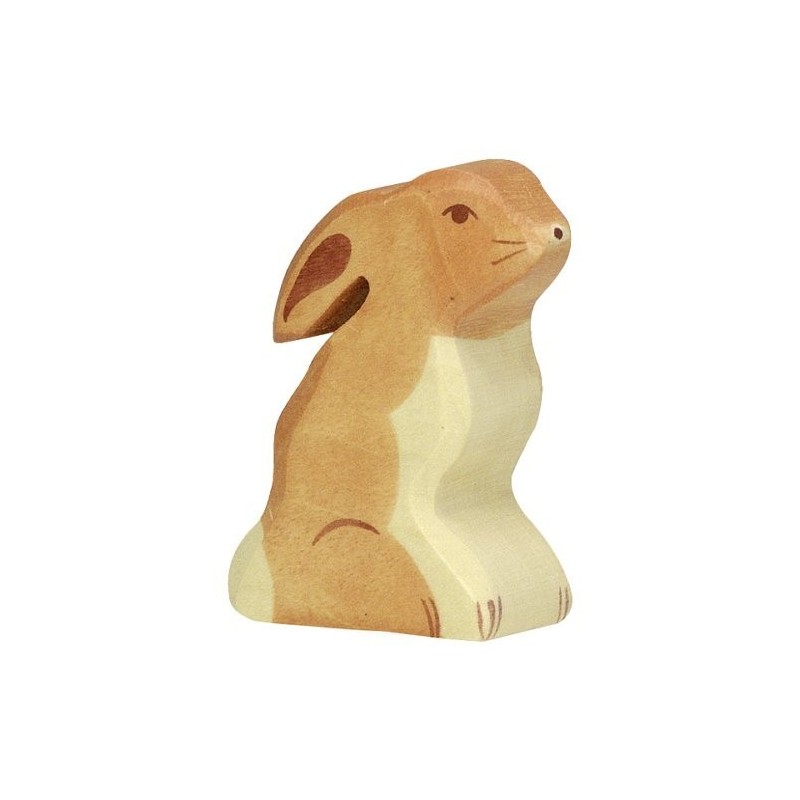 JJB  Figurine en Bois Holztiger Lapin Assis