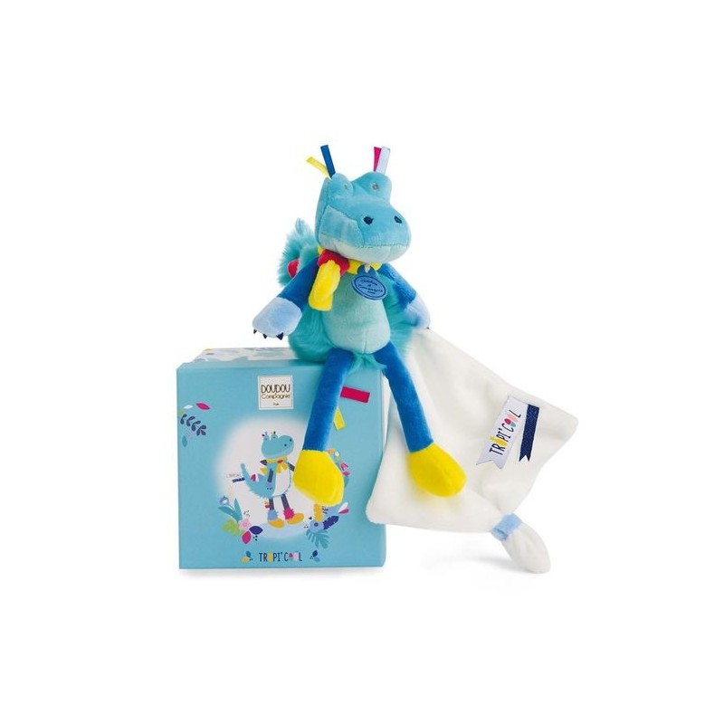 Accueil Doudou et Compagnie doudou Doudou et compagnie Crocodile Turquoise avec Mouchoir 20 cm DC3286 Tropicool Pantin