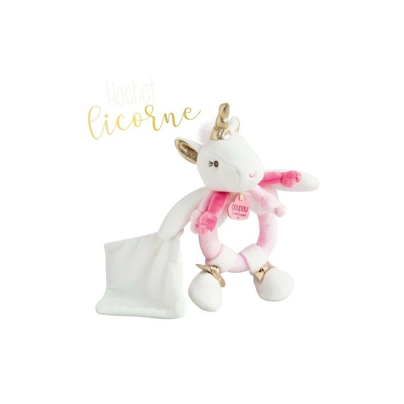 Accueil Doudou et Compagnie Doudou et compagnie Licorne Blanc Lucie 17 cm DC3310 Tropicool Hochet