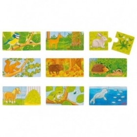 JJB  Puzzle en Bois les Animaux Qui mange quoi ?