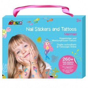 JJB AVENIR Coffret Autocollant stickers Ongles et Tatouages Sirène