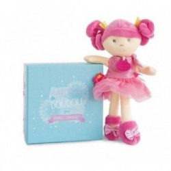 Accueil Doudou et Compagnie doudou Doudou et compagnie Poupee Rose Robe Rose a Pois medaillon Fushia DC3130 Les Tutus Pantin