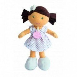Accueil Doudou et Compagnie doudou Doudou et compagnie Poupee Marron Metisse Robe Blanche Pois Rose Les demoiselles Pantin