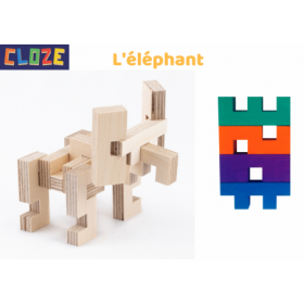 JJB  Cloze Set de Construction en Bois Créer Ton Elephant