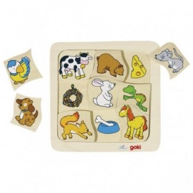 JJB Goki Goki Puzzle en Bois Qui mange quoi?