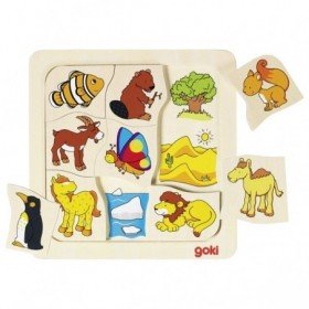 JJB Goki Goki Puzzle en Bois Ou est ce que j'habite?