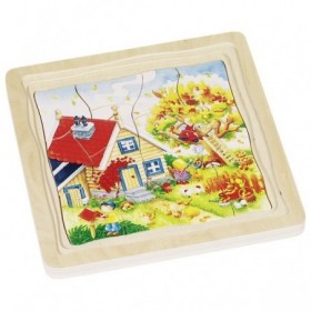 JJB  Goki Puzzle 4 en 1 en Bois sur les Saisons