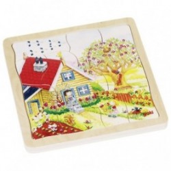 JJB  Goki Puzzle 4 en 1 en Bois sur les Saisons