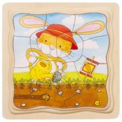 JJB  Goki Puzzle en Bois 4 en 1 Le Potager