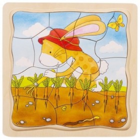 JJB  Goki Puzzle en Bois 4 en 1 Le Potager