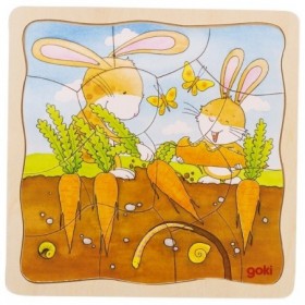 JJB  Goki Puzzle en Bois 4 en 1 Le Potager