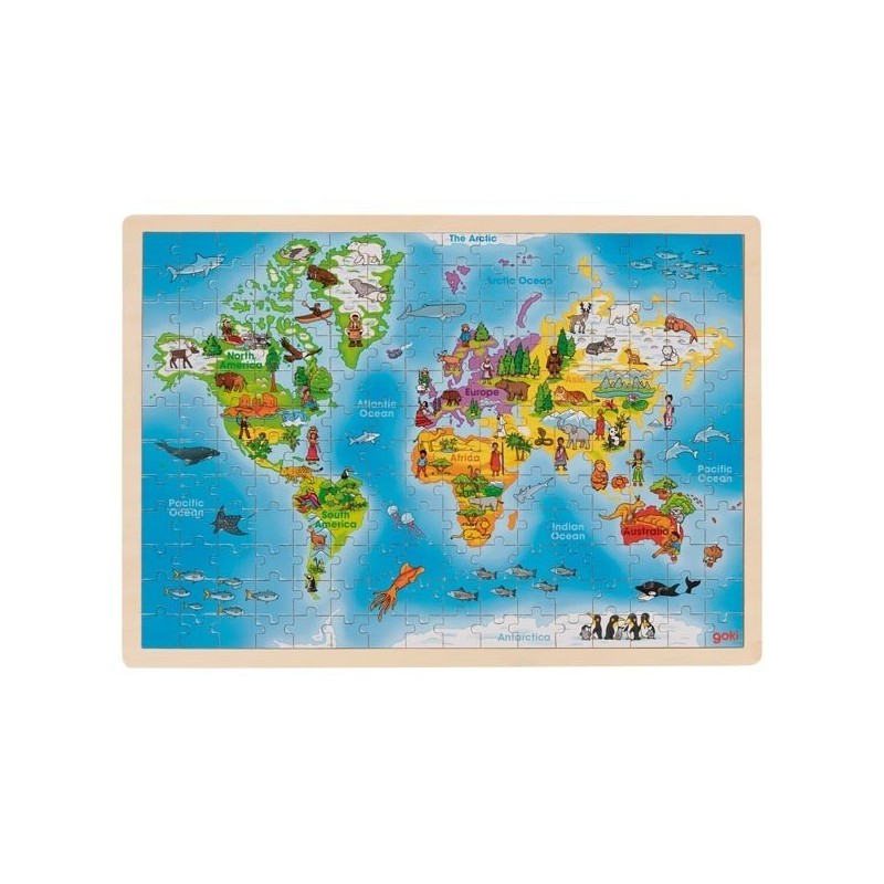 JJB  Goki Puzzle en bois la Carte du Monde