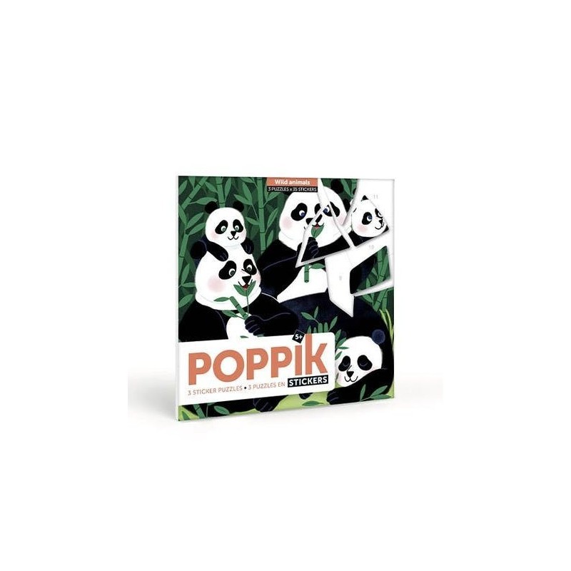 JJB  Poppik Stickers Les Animaux sauvages 3 x 35 gommettes