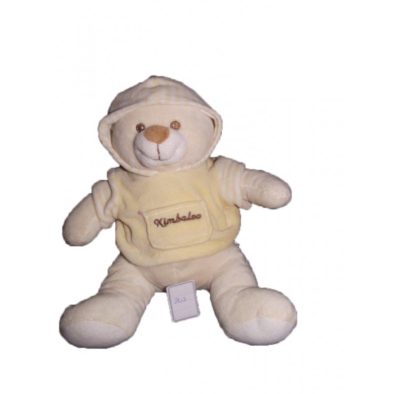 Accueil Kimbaloo doudou Kimbaloo Ours Beige salopette capuche jaune rayure La halle Pantin