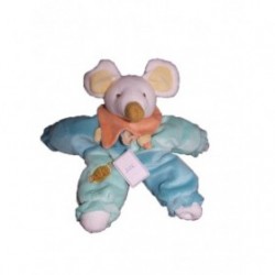 Accueil Babynat doudou Babynat Souris Bleu patchwork collerette orange Pantin