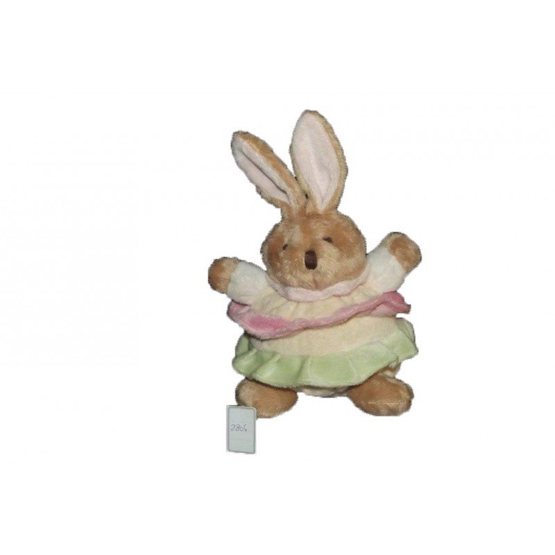 Accueil Babynat doudou Babynat Lapin Beige robe rose blanc vert Pantin