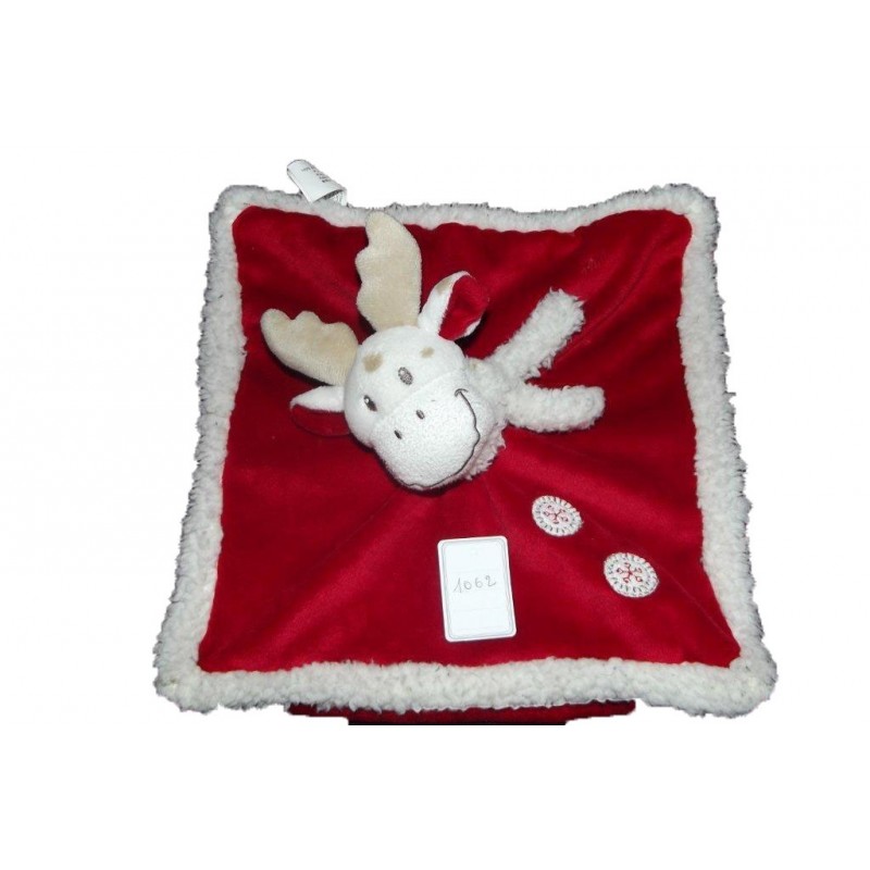 Accueil Nicotoy Doudou Nicotoy Renne Rouge foulard blanc flocon de neige plat