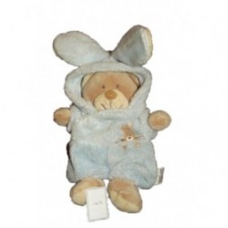 Accueil Nicotoy Doudou Nicotoy Ours Bleu deguise en lapin salopette  Pantin