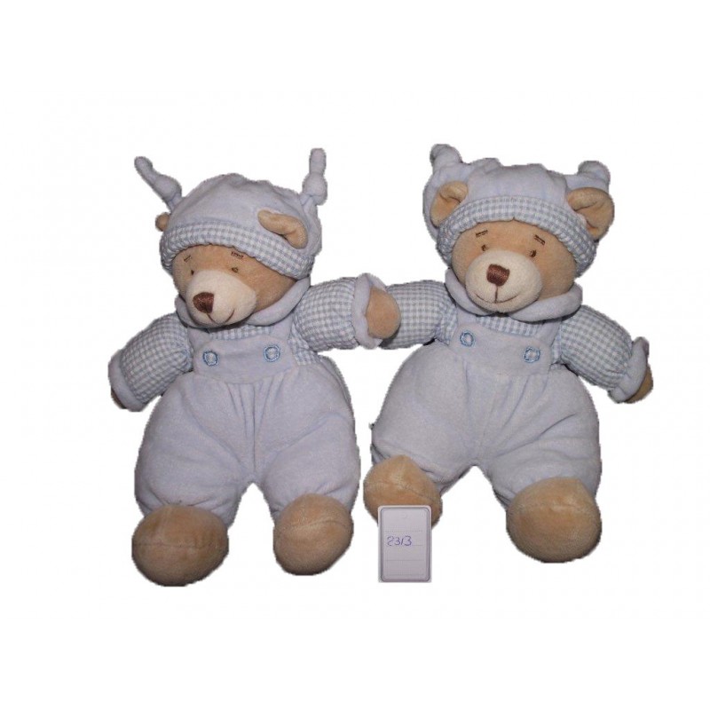 Accueil Nicotoy Doudou Nicotoy Ours Bleu lot de 2 ours salopette Pantin