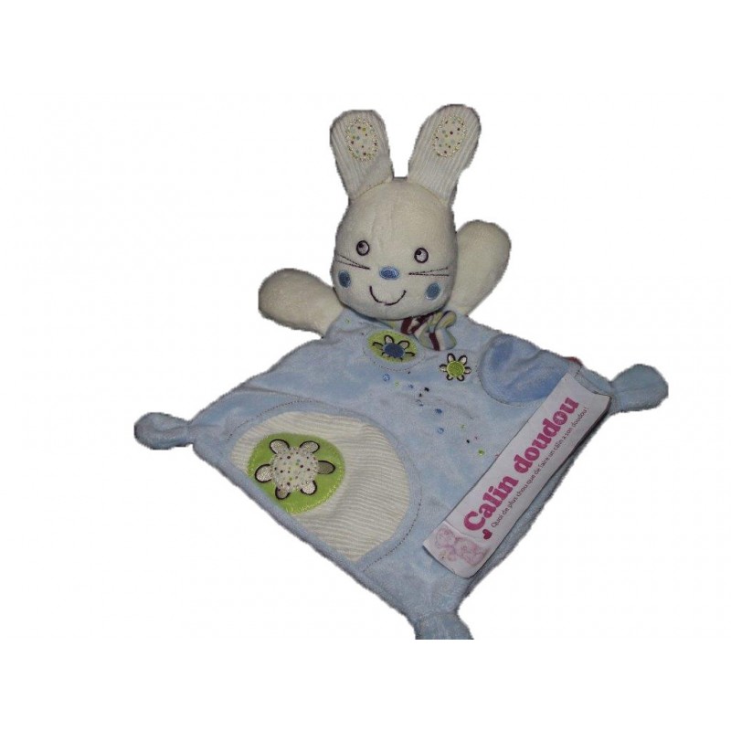 Accueil Nicotoy Doudou Nicotoy Lapin Bleu fleur vert plat