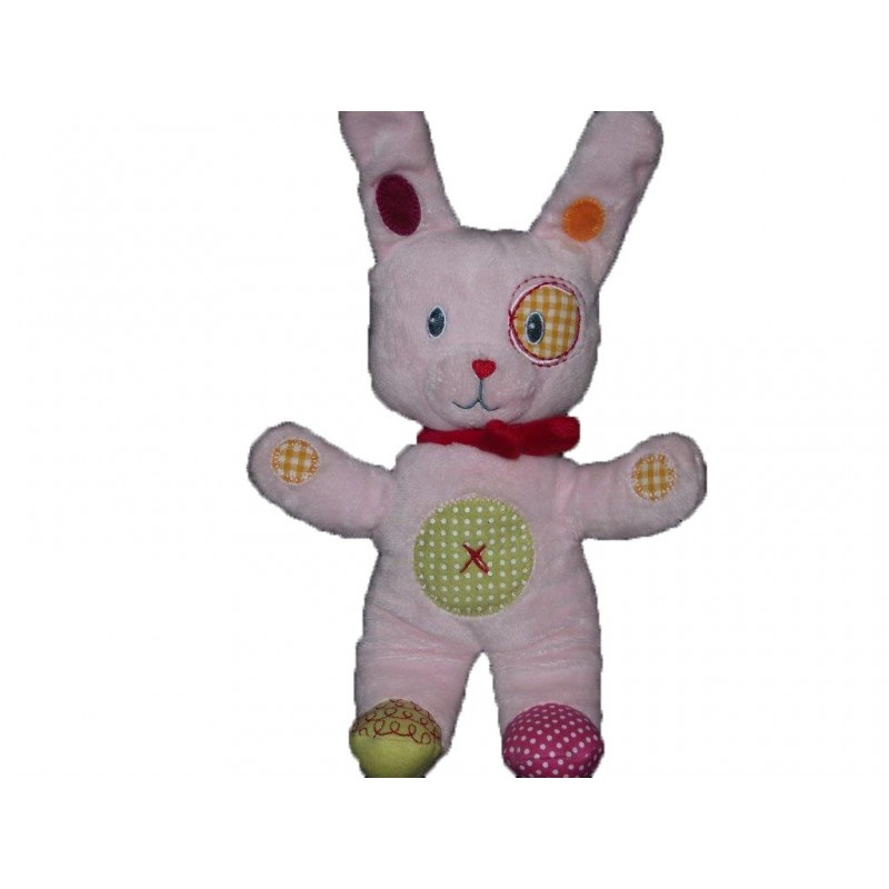 Accueil Nicotoy Doudou Nicotoy Lapin Rose ventre rond vert foulard rouge Pantin