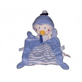 Accueil Nicotoy Doudou Nicotoy Pingouin Bleu rayure foulard blanc plat