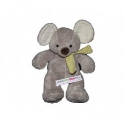 Accueil Nicotoy Doudou Nicotoy Souris Gris foulard rayure jaune 23cms Pantin