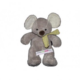 Accueil Nicotoy Doudou Nicotoy Souris Gris foulard rayure jaune 23cms Pantin