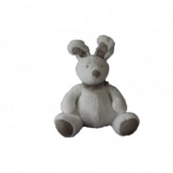 Accueil Nicotoy Doudou Nicotoy Lapin Blanc gris assis 25cms /35cms avec oreilles Bandana Pantin